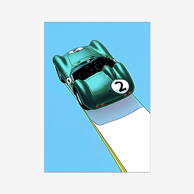 Aston Martin DBR1, Pop Art Print, Goodwood Festival of Speed, Stirling Moss, 1959 Tourist Trophy winning car, Digitally hand drawn art.