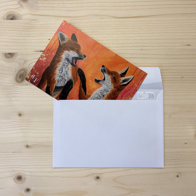 " Éclat de vie ", Renardeaux - carte postale - 10 x 15 cm