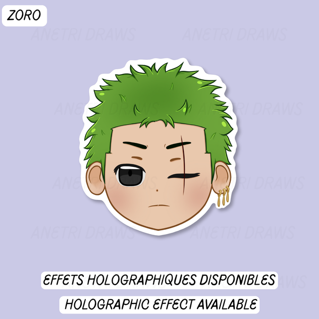 Sticker visage mignon One piece | Zoro
