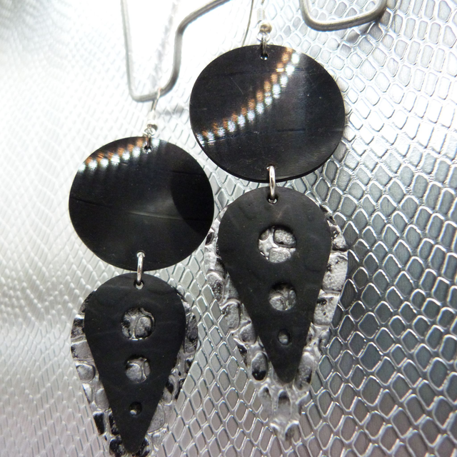 Boucle d&#039;oreille vinyle &quot;MC Mic Argenté&quot;