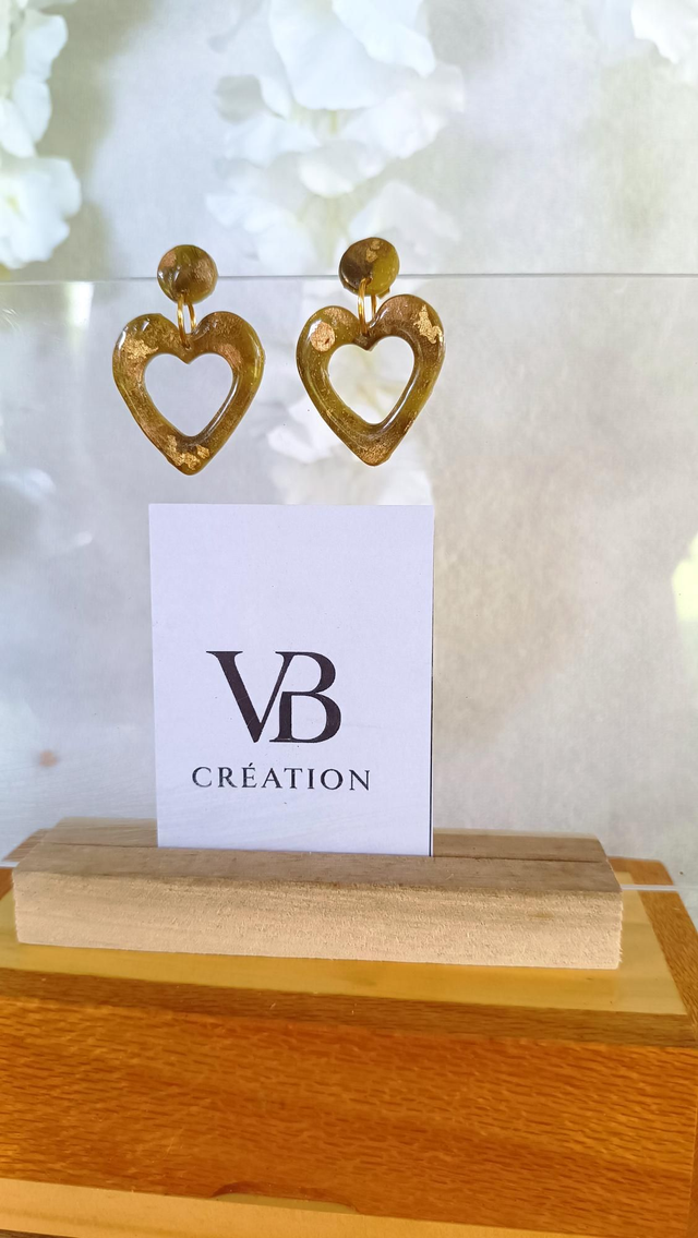 Coeurs creux kaki-dorés