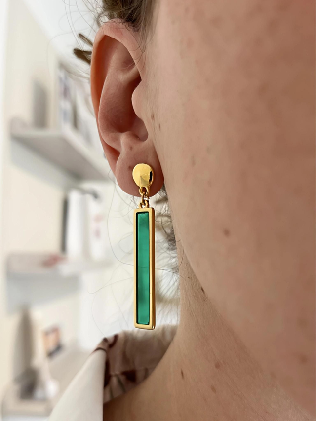 Boucles d'oreilles vitrail vert intense