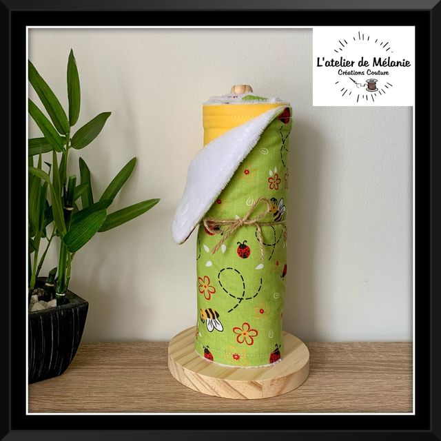 Rouleau essuie tout 7 feuilles et son support en bois