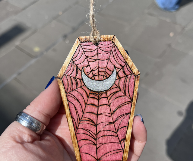 Spider web and moon coffin slice