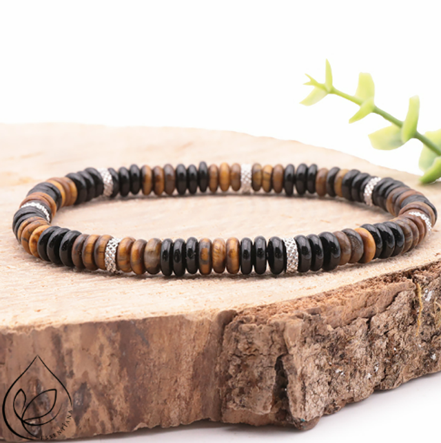 BRACELET ESSENTIANA SKARN ONYX, OEIL DE TIGRE A
