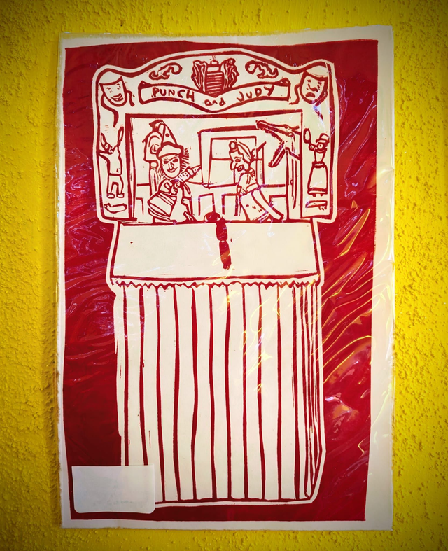 Punch &amp; Judy - Lino Print