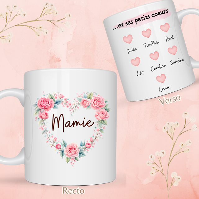 Mug mamie coeur PERSONNALISABLE
