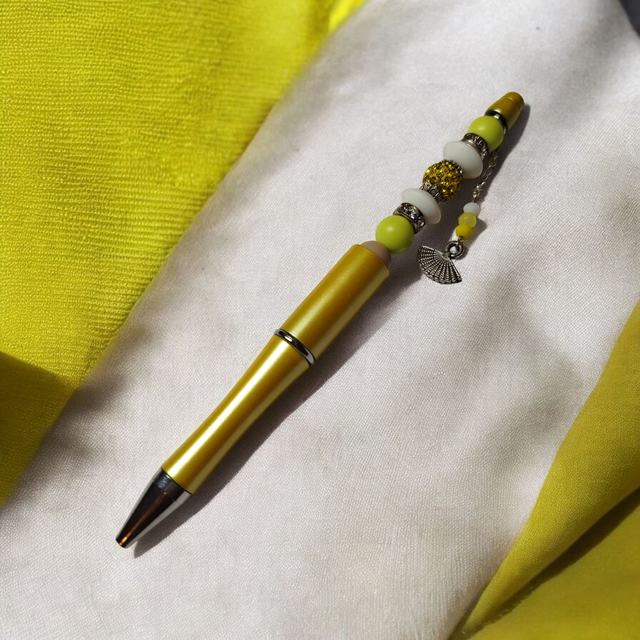 Stylo perles jaune