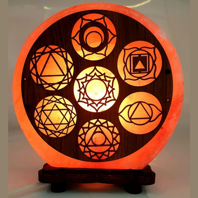 "7 chakras" - Lampe de sel à frame 5 kg