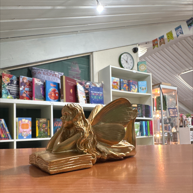 Fairy reading statue 