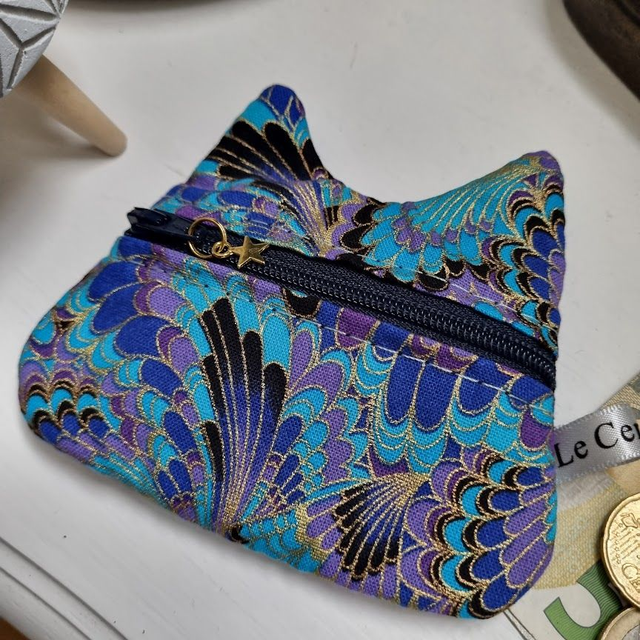 Porte-monnaie/cartes Chat &quot;Hikari&quot; bleu turquoise