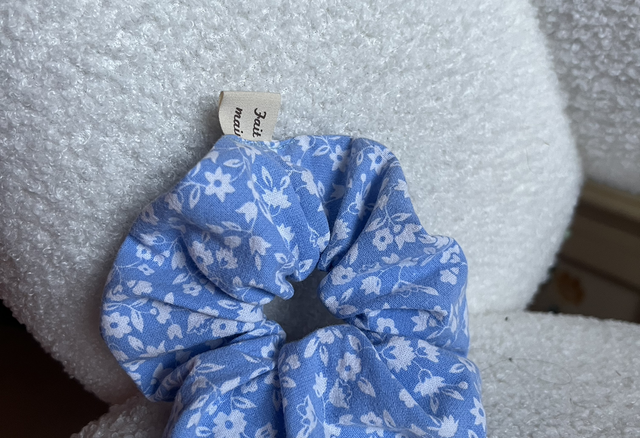 Chouchou upcyclé Phantasio - Bleu fleuri