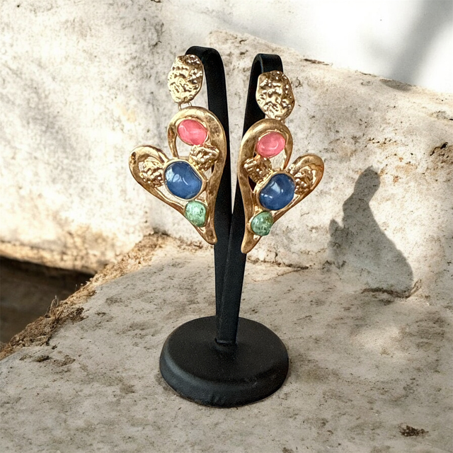 Orecchini cuore e pietre  - 26CC-23