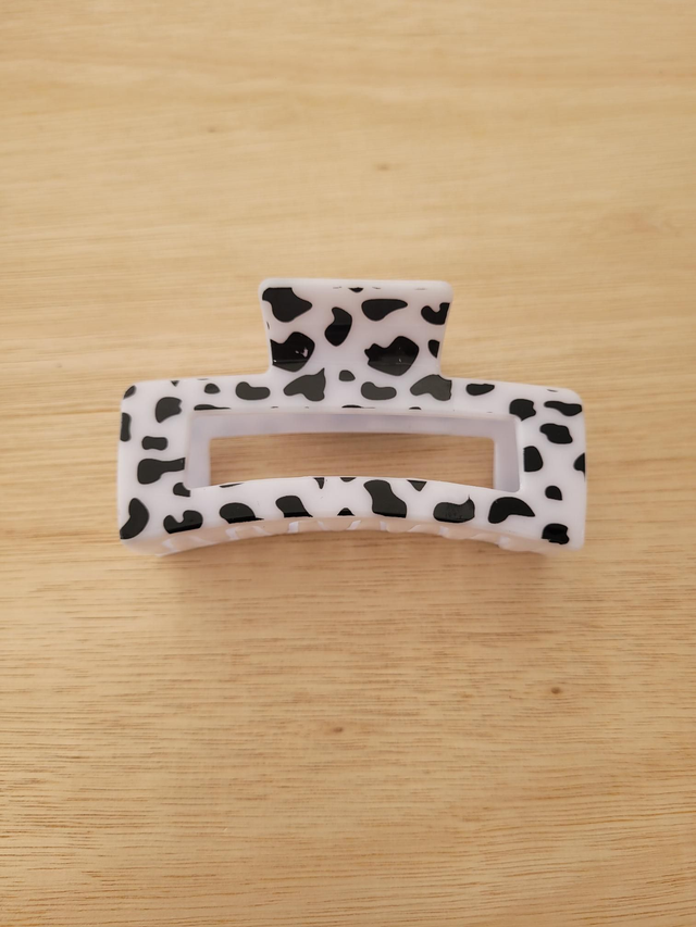 White and black cow print claw clip - HE-066
