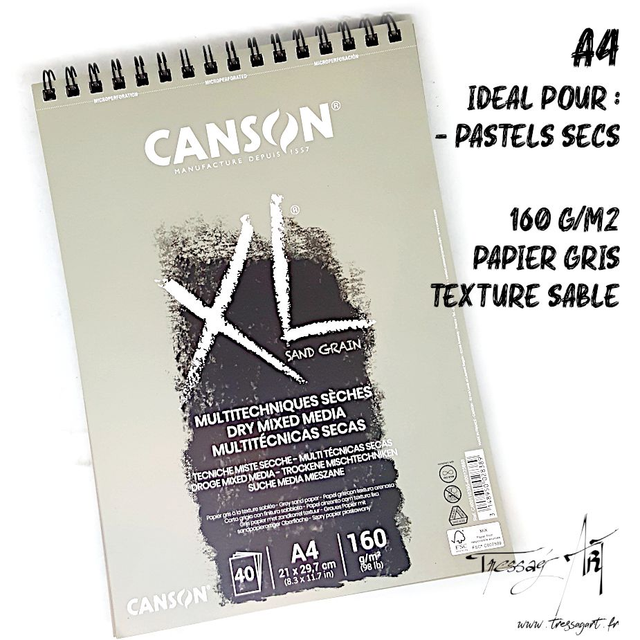 CANSON - CARNET SPIRALE XL GRIS TECHNIQUES SECHES - CA033