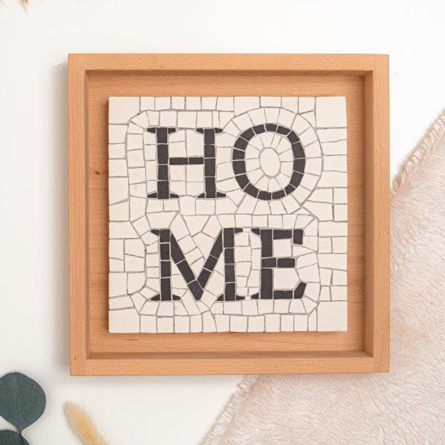 Tableau HOME, mosaïque de grès cérame