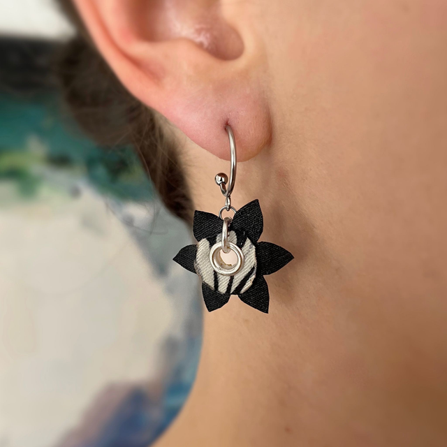 Nymphéas Noires - Tissu coton et polyester, acier inox