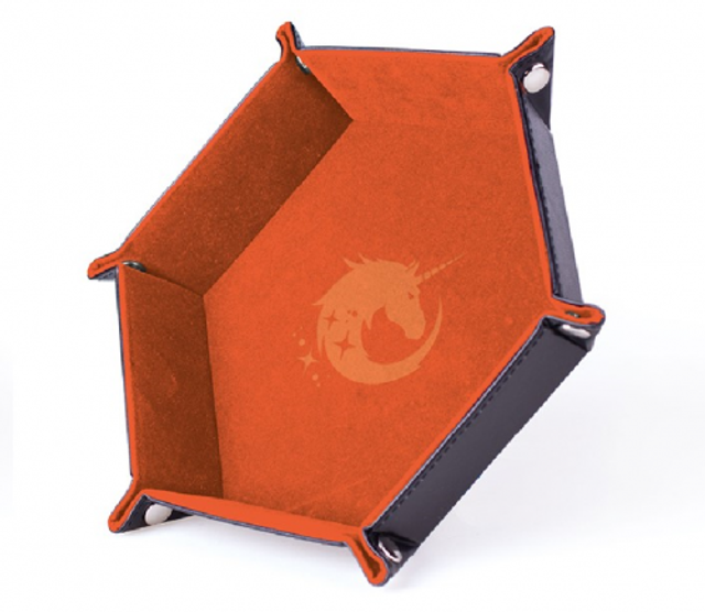 Piste de Dés - Licorne Majestueuse - Cuir et Velours orange