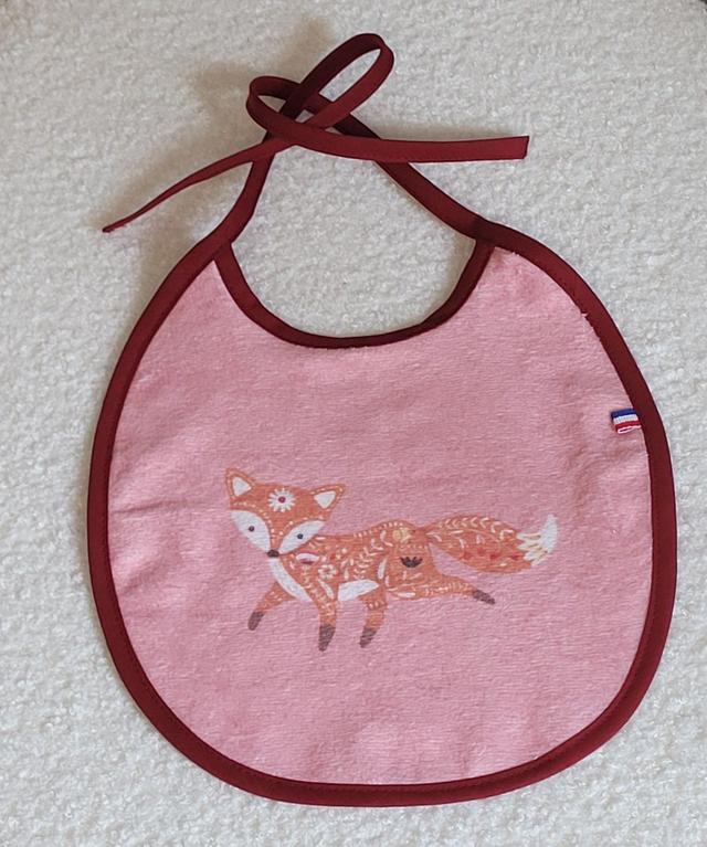 Bavoir liens Renard rose