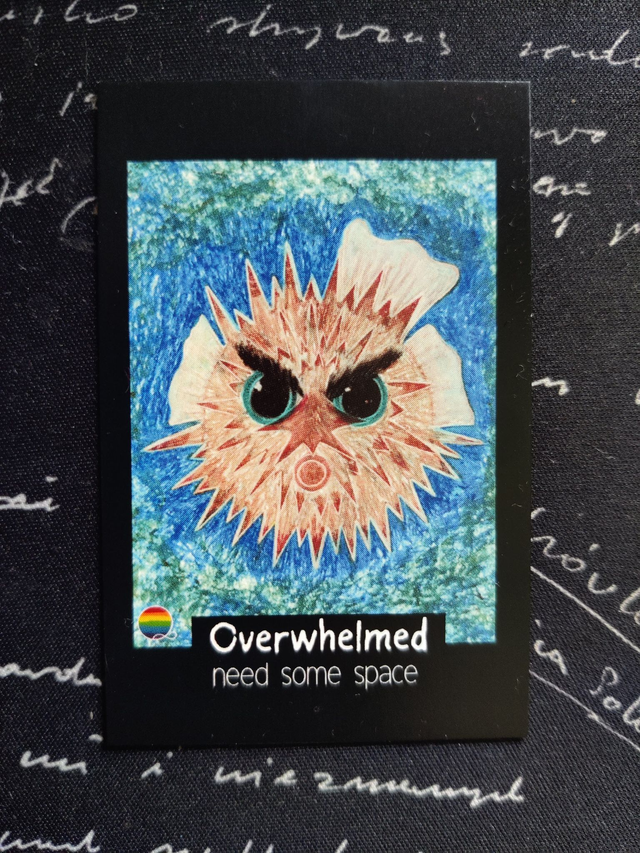Double-sided Talking Card: Overwhelmed + Muted
