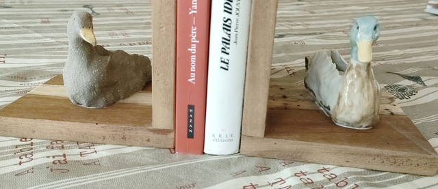 Presse-livres “Compagnons du rivage” – Canards en céramique