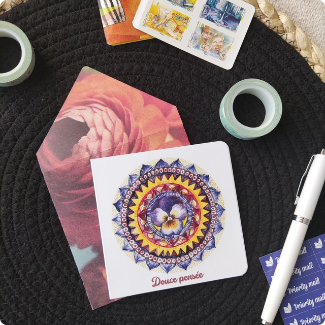 Douce pensée - Carte double avec enveloppe