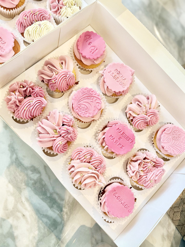 Pink Rokha Engagement Cupcakes