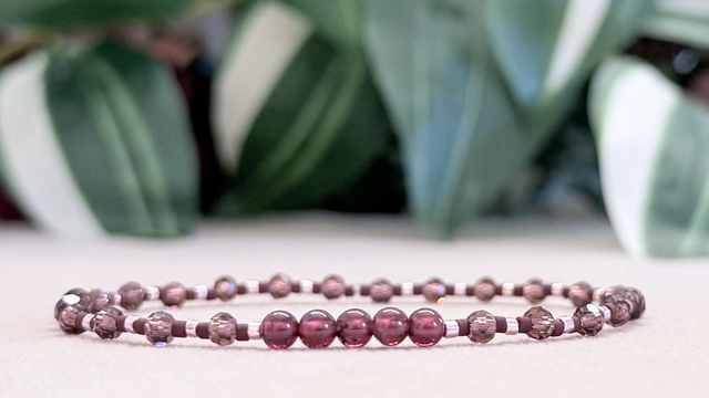 Bracelet | Grenat - Éléments Facettés 3