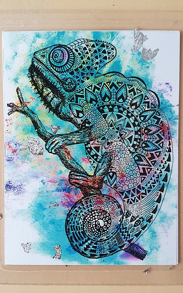 Krafttierkarte "Chamäleon " Energiekarte programmiert mit den Eigenschaften des Krafttiers. Format A7 