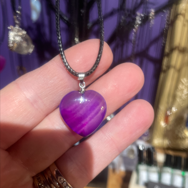 Purple Agate Heart Pendant