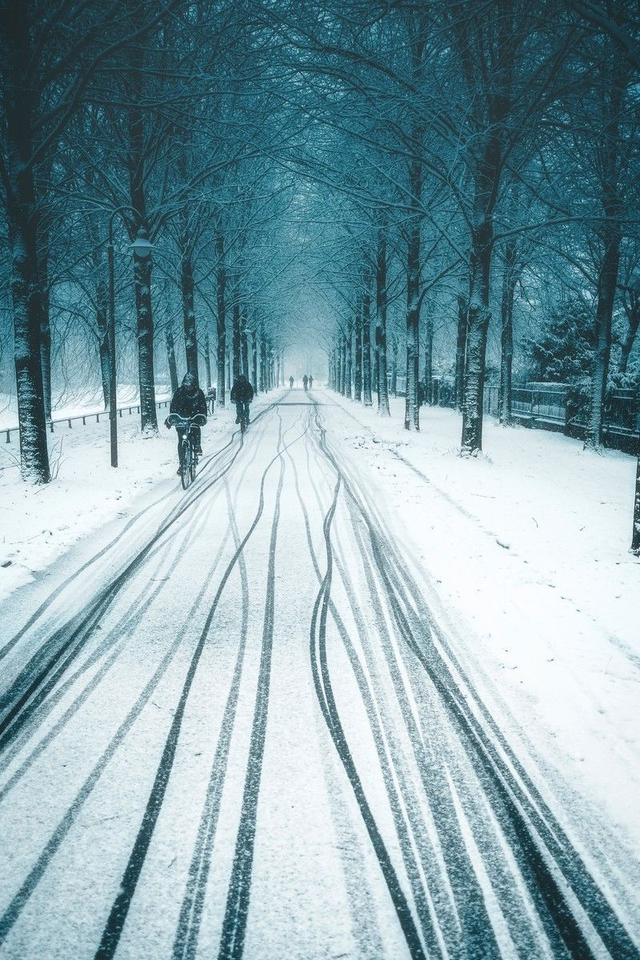 Promenade im Schneetreiben