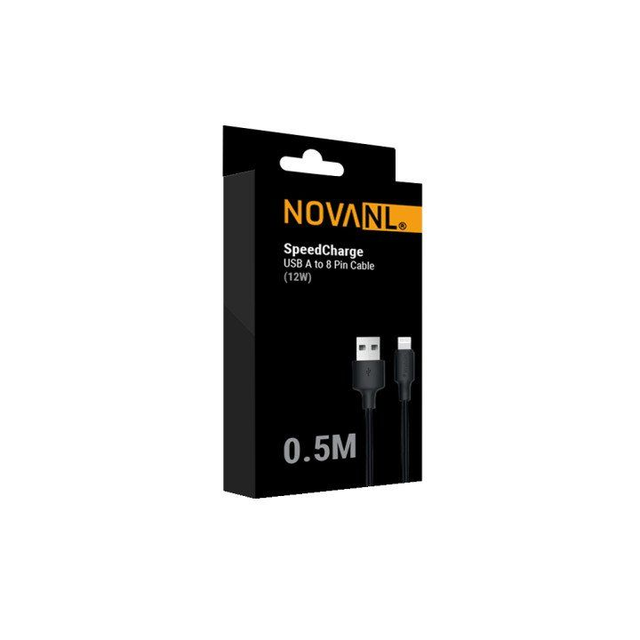 NOVANL SpeedCharge USB A to 8 Pin Cable 12W (0.5M) Black