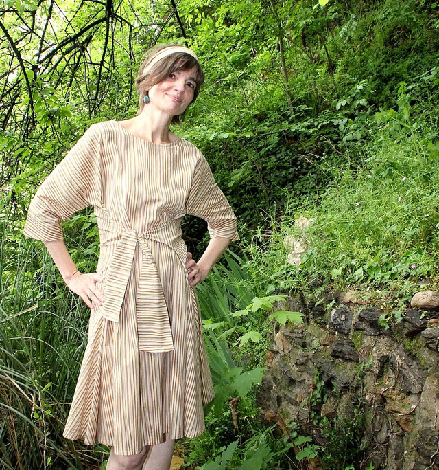 Robe MiKdo coton rayures paille