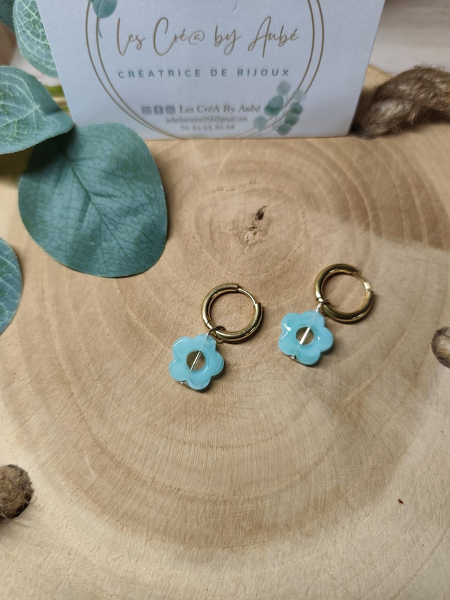 BO CHIC CREOLES GOLD/ FLEUR TURQUOISE 0000768