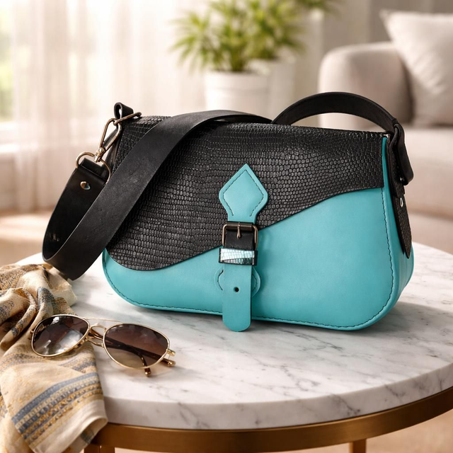 ✨️ PROMO ✨️ Sac Collection Amber - Turquoise et noir