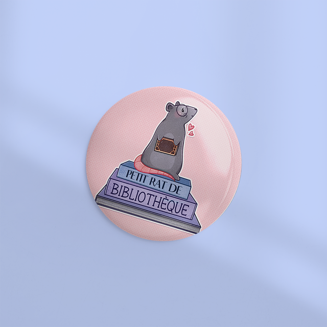 🆕 Badge 44mm RAT DE BILIOTHÈQUE