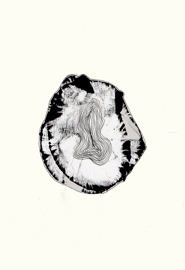 Encre de chine originale des « Comptines du week-end »  . Titre : Je ne sais pas creuser mon trou