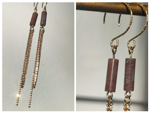 Agate mousse ( pierres naturelles) et zircon acier inoxydable doré -sans nickel, pièce unique 