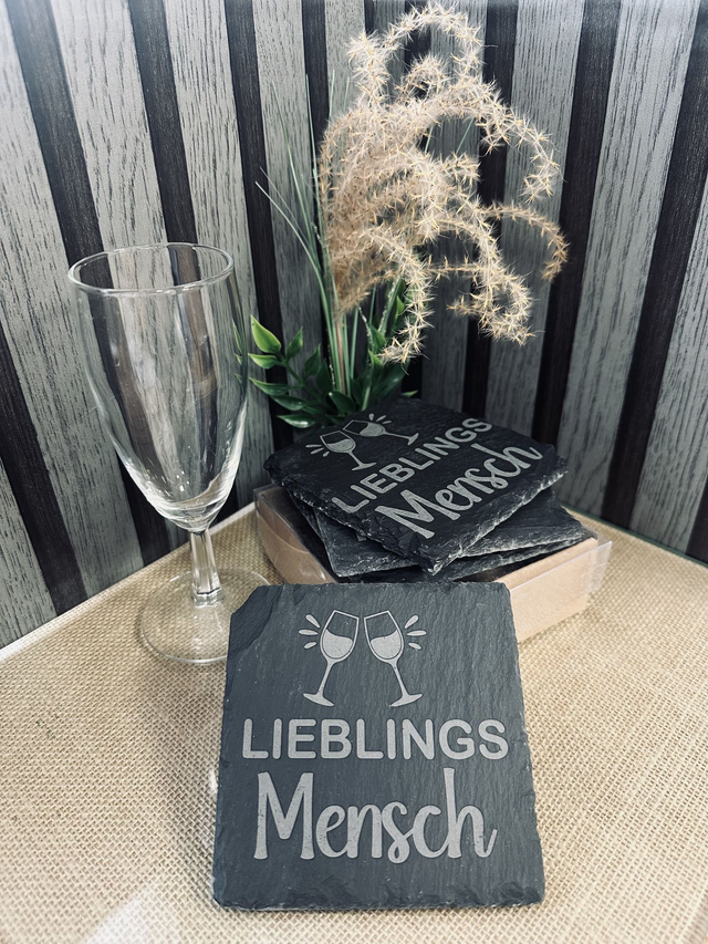 Schiefer Untersetzer "LIEBLINGS MENSCH "