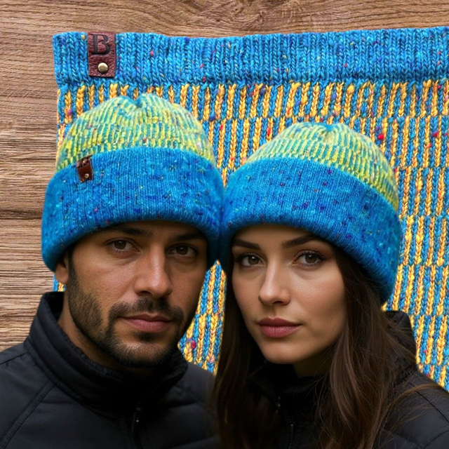 Soft Merino Wool Handmade Unisex Hat and Snood 2 Piece Set (Colour: Refresher)