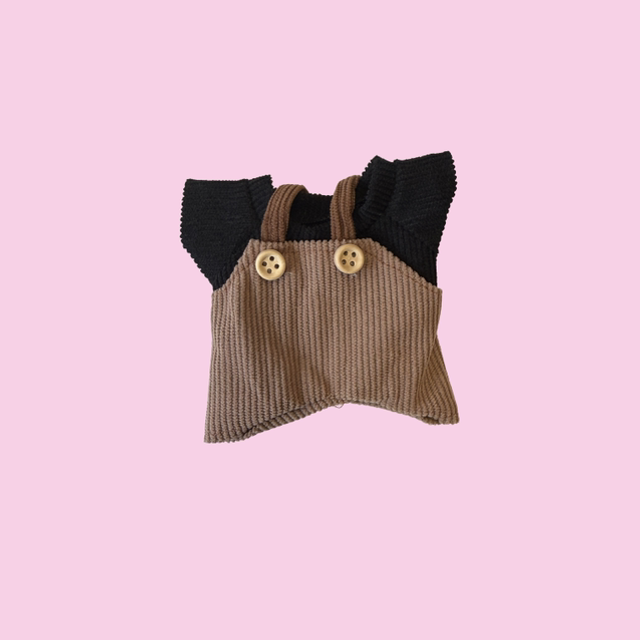 17cm Doll Costume (Black Top Brown Suit)
