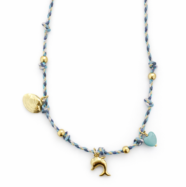 Cadena marina acero dorado y cuerda 