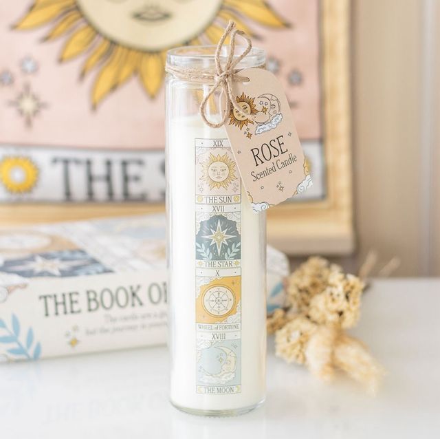 Vintage tarot rose tube candle