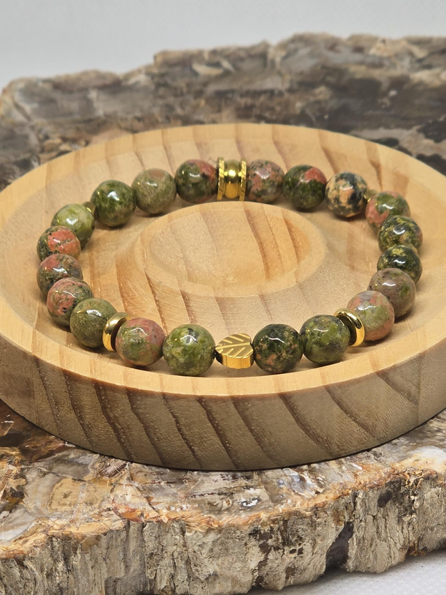 Bracelet Unakite à facette 0,8 cm