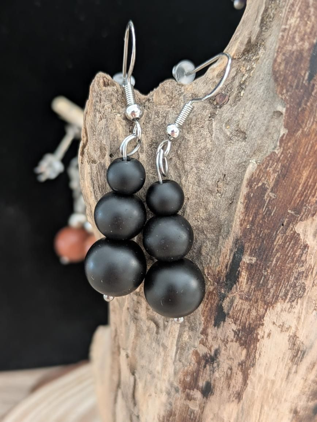 "Triple" Onyx argent S925 