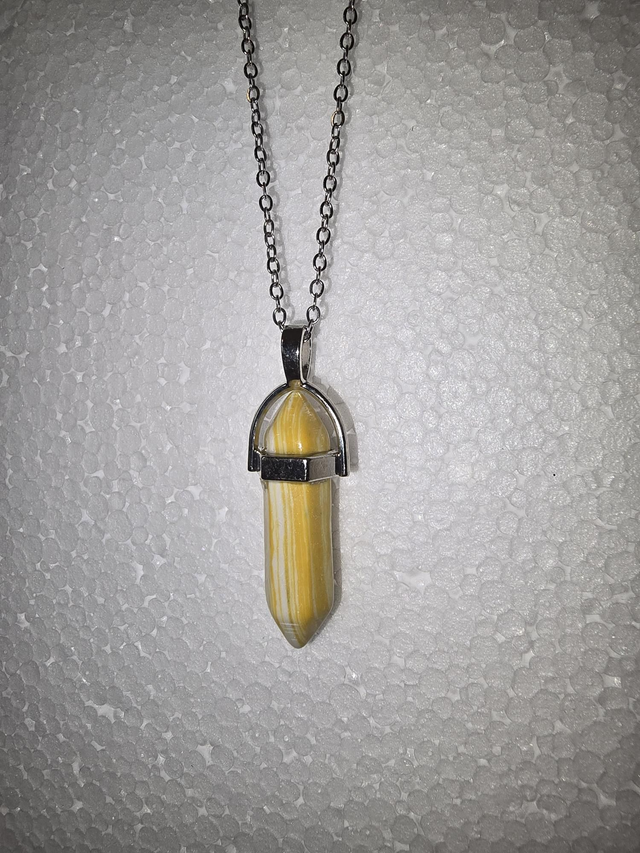 Yellow Jasper Stainless Steel Necklace 