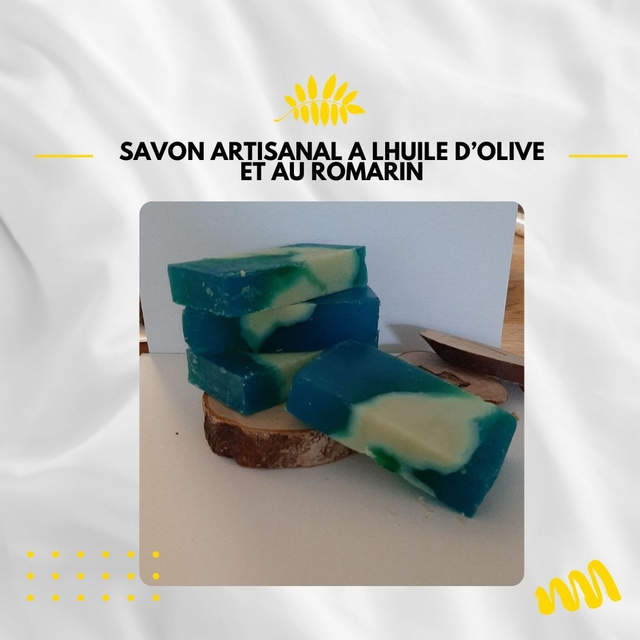 Savon artisanal à l'huile d'olive et au romarin