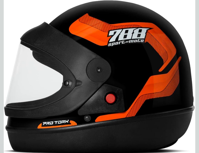 CAPACETE FECHADO PRO TORK SPORT MOTO 788 PRETO - LARANJA TAM. 60