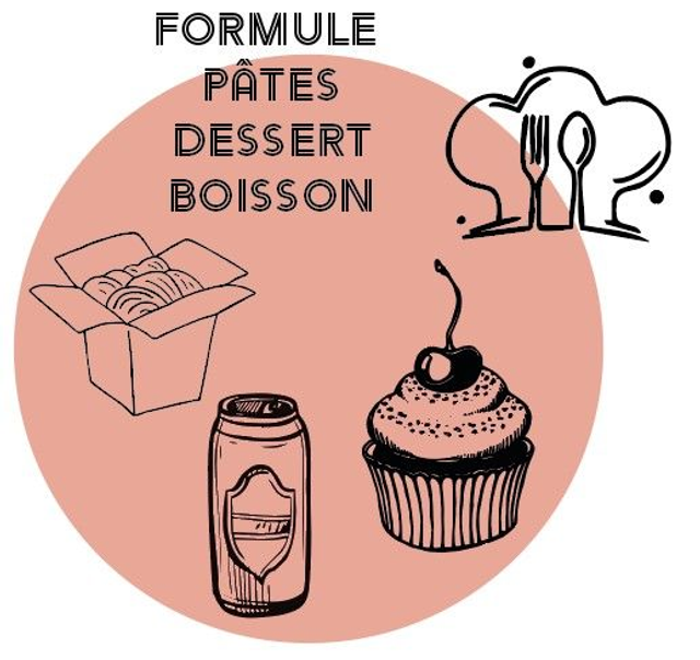 Pâtes + boisson + dessert