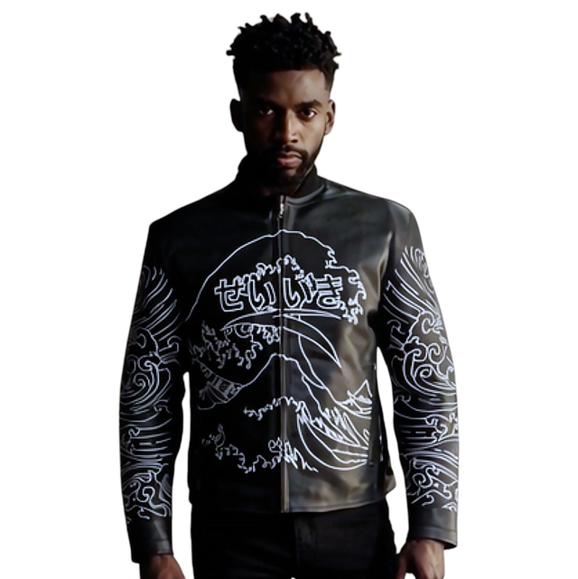 Blouson moto cuir Hokusai
